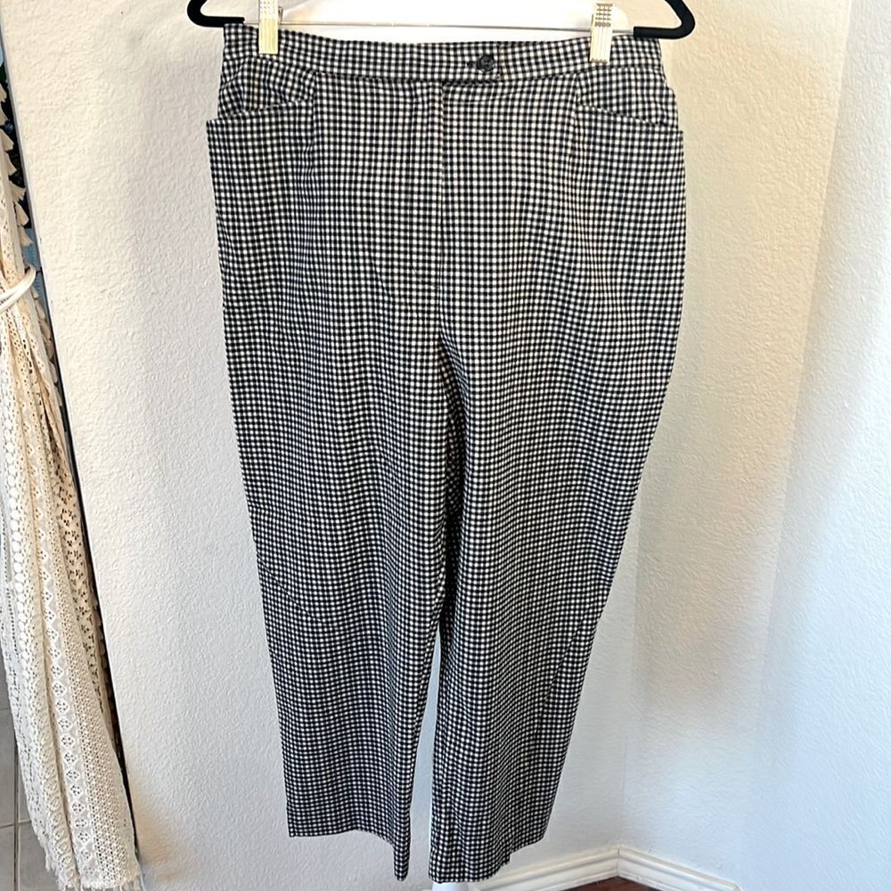 Sag Harbor Women's Straight Leg Mini Check Ankle Pants ~ Size 14